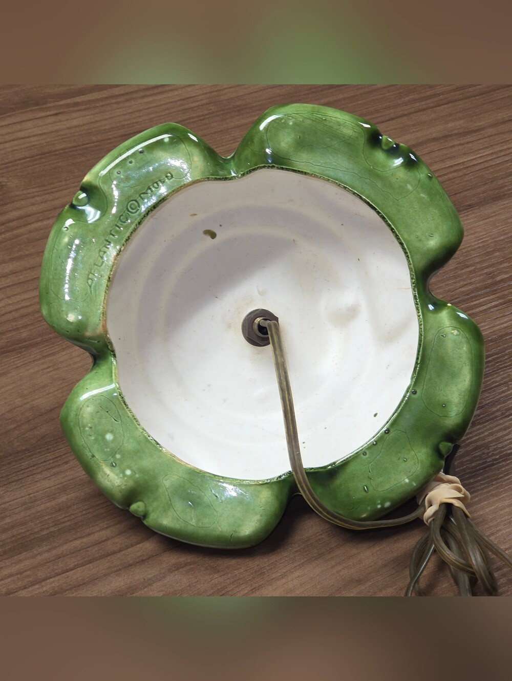 Vintage Ceramic Christmas Tree Base Lighted Atlantic Mold Green WORKS - Picture 6 of 10